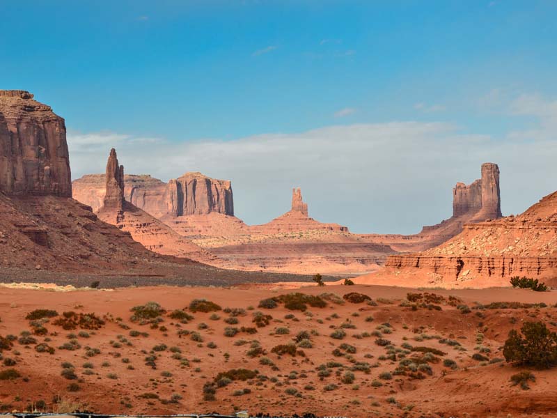 Sandstone buttes in the desert of Monument Valley